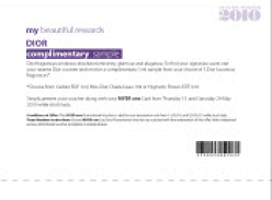 Dior - Coupon Valid for 1 of 3 Fragrance Samples at Myer 