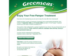 Free Pamper Treatment Voucher from Greenseas