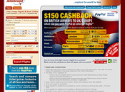 Jetabroad $150 PayPal CashBack on Selected Flights