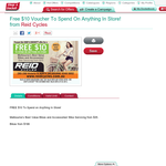 Free $10 Voucher To Spend On Anything In Store! from Reid Cycles