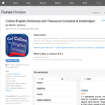 Free App: Collins English Dictionary and Thesaurus Complete & Unabridged [iOS]