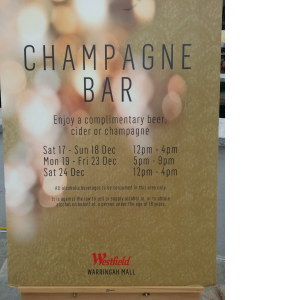 Free Beer, Cider or Champagne at Westfield Warringah Mall
