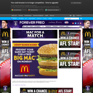 Free Big Mac for West Coast Eagles or Fremantle Dockers Members