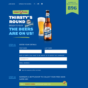 Free Bottle of Hahn Superdry