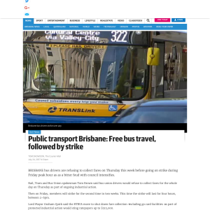 Free Brisbane City Council Bus Travel