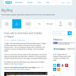 Free calls to land lines and mobiles in Nepal