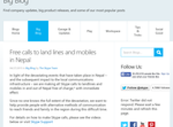 Free calls to land lines and mobiles in Nepal