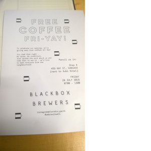 Free Coffee at Blackbox Brewers 