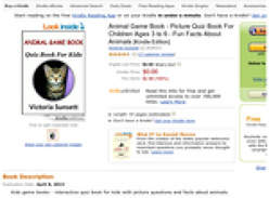 Free eBook:Animal Game Book - Picture Quiz Book For Children Ages 3 to 6 - Fun Facts About Animals [Kindle Edition]