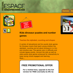 Free Kids dinosaur puzzles and number games