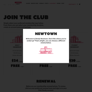 FREE One Year Club Dendy Membership