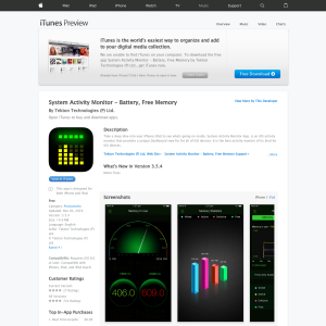 Free System Activity Monitor - Battery, Free Memory