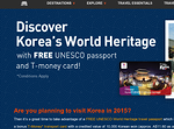 Free T-Money transport card with a credited value of 10,000 Korean won