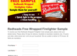 Redheads Free Wrapped Firelighter Sample