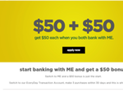 Start banking with ME and get a $50 bonus